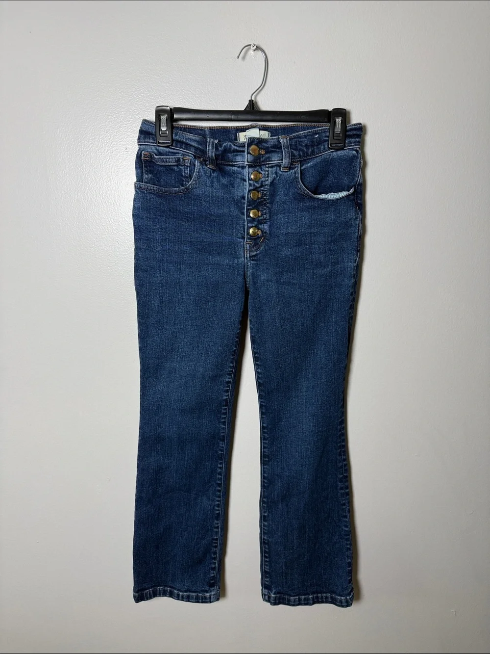 Madewell Dark Blue Mid Rise Kick Out Jeans with Button Fly Size 27